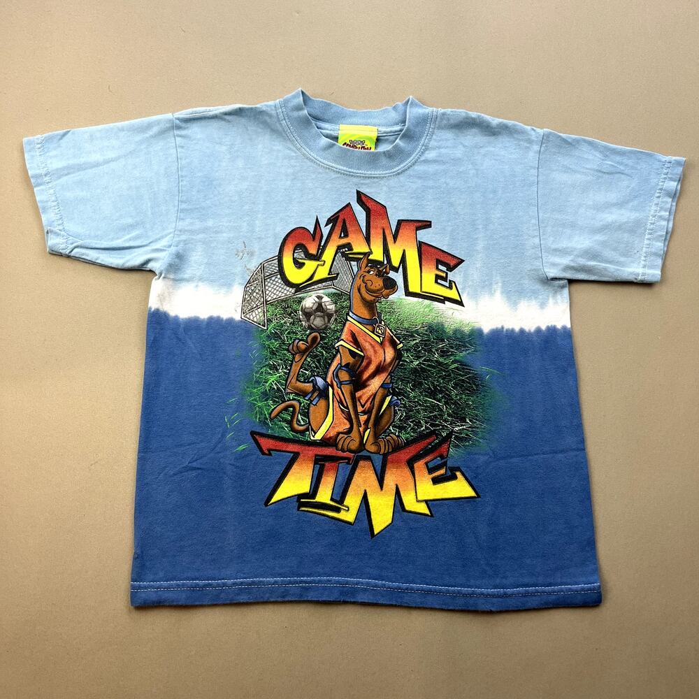 Vintage Scooby-Doo T-Shirt Youth Medium Blue Cartoon Network Game Time Soccer